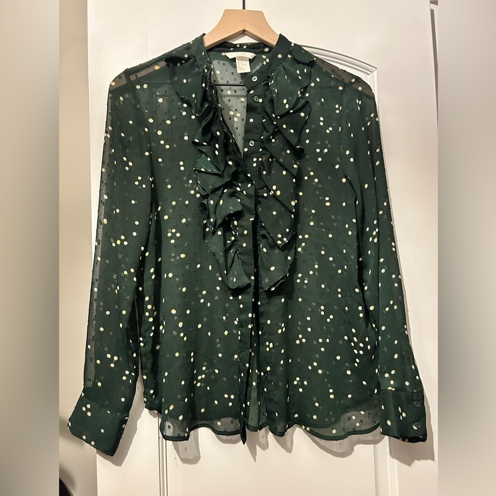 H&M Green Polka Dot Blouse